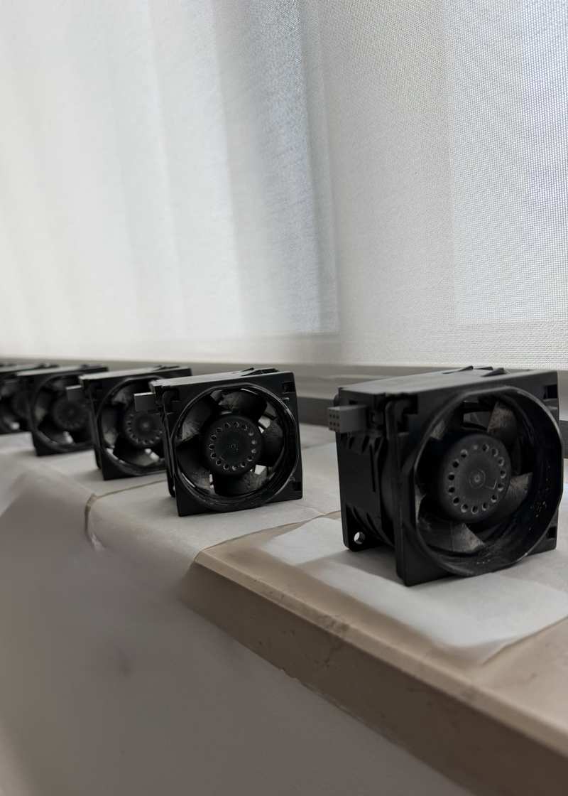 Ventole server hot-swap con depositi di polvere su pale e motore